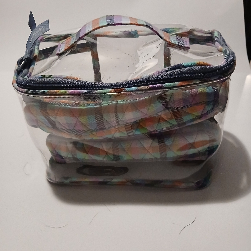 Vera Bradly 2 Piece Cosmetic Bags With Carry Case